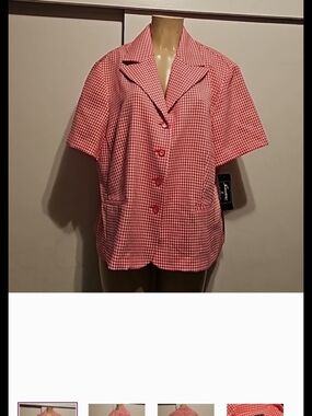 Classic Red Gingham Short-Sleeve Blouse - Unbranded